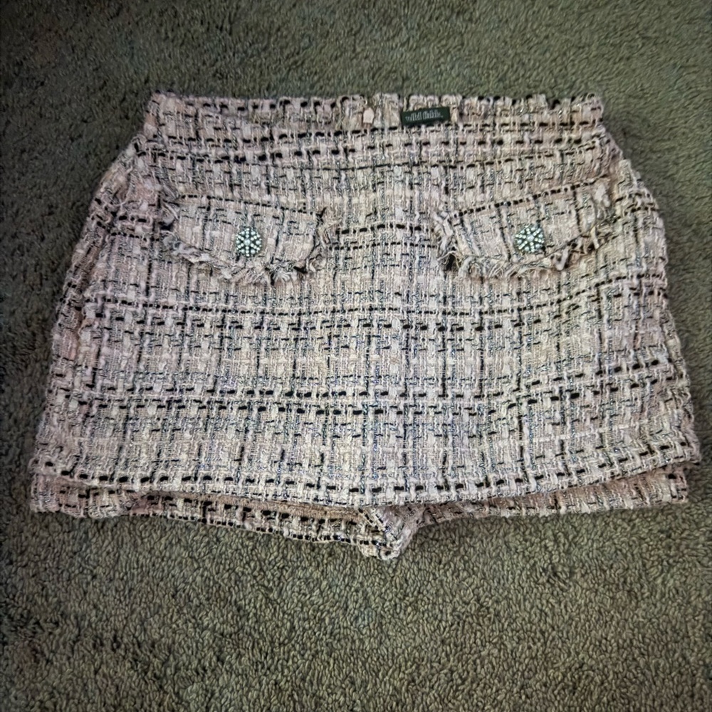 Wild Fable Tweed Mini Skirt in Pink and Black